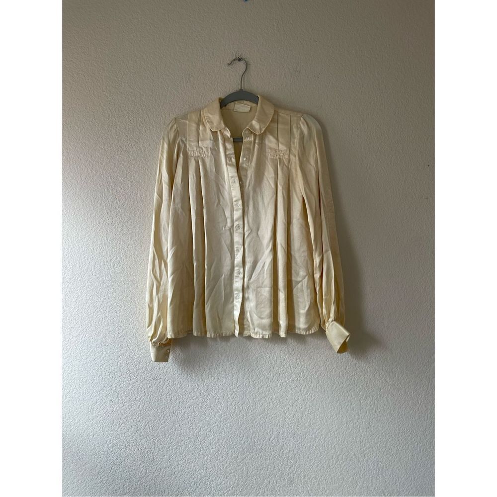 Vintage Gunne Sax Jessica’s Gunnies Satin Peasant Pleated Blouse Size Medium